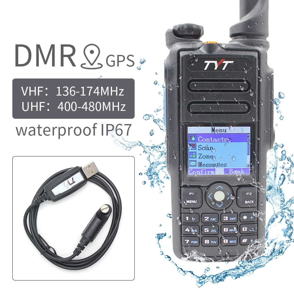 

TYT MD-2017 136-174MHz 400-480MHZ DMR Transceiver Design IP67 Waterproof Walkie Talkie