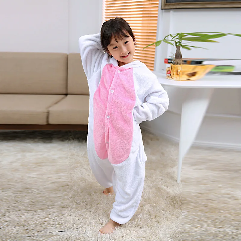 Bambino ragazzi gatto bianco lupo uccello Cosplay pipistrello One piece pigiama bambino neonate inverno indumenti da notte vestito da festa di Halloween Costume con cappuccio