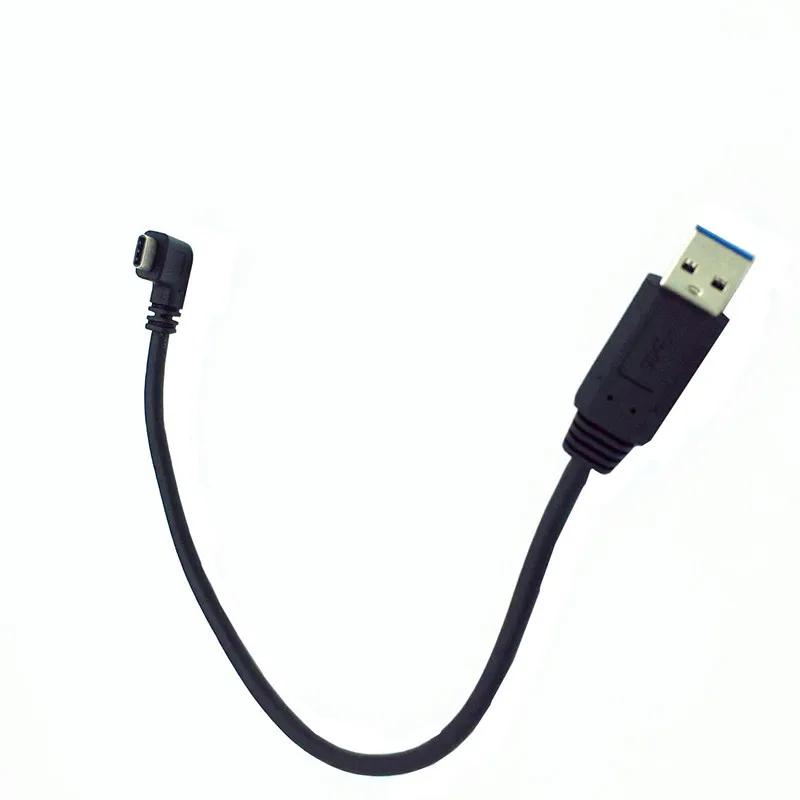 USB 3.0 Male to USB 90 Degree  Angle 3.1 Type-C Male USB Data Sync Charge Connector Cable 0.25M