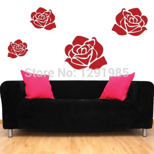 Blooming Rose Flower Wall Sticker Decal Ideal for Kids Room Baby Nursery Home Decor  fashion Removable PVC custom made Poster