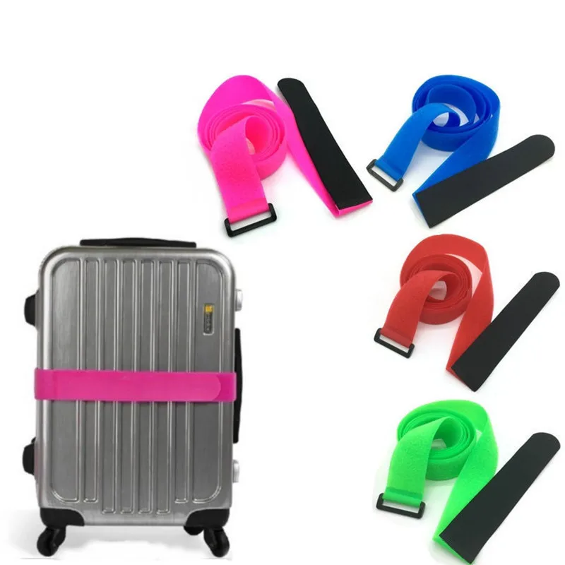 2Pcs 5cm*200cm Adjustable Nylon Travel Luggage hook and loopTape Luggage Cross Packing Belt Baggage Suitcase Protective Straps