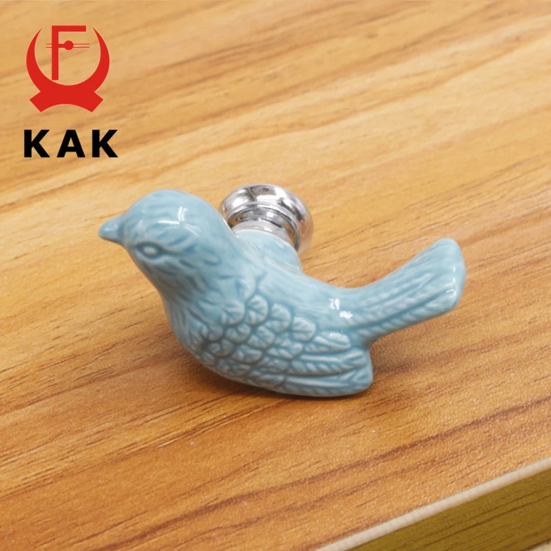 KAK Ceramic Peace Dove Drawer Knobs 3D Cartoon Bird Cabinet Cupboard Handles Novelty Creative Fashion Furniture Handles Hardware