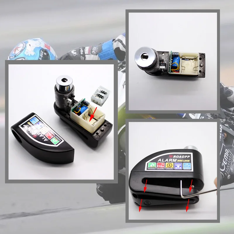 ROAOPP รถจักรยานยนต์ล็อคปลุกรถมอเตอร์ไซด์ Anti-Theft ALARM ล้อเบรคความปลอดภัยไซเรนล็อคสําหรับ Suzuki KAWASAKI BMW
