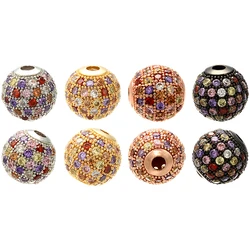 6mm/8mm/10mm Mix Color Best Quality Cubic Zirconia Round Gold plated Brass Spacer Beads for DIY Jewelry Findings Model:VZ200