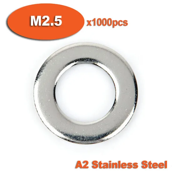 

1000pcs DIN125 M2.5 A2 Stainless Steel Flat Washer Washers