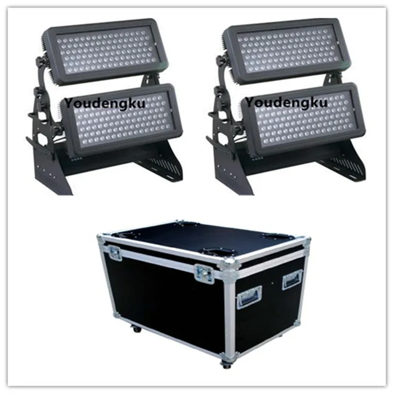 2 pieces light + flightcase Double-deck  High power 192x3w led wall washer outdoor led flood light rgbw led city colord