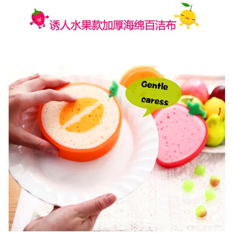 Kitchen Sponge Cleaning Durable 4 Kinds Of Fruit High-Density  Multi-Functional Cleaning Sponge Elastic Dish Washing For Kitchen