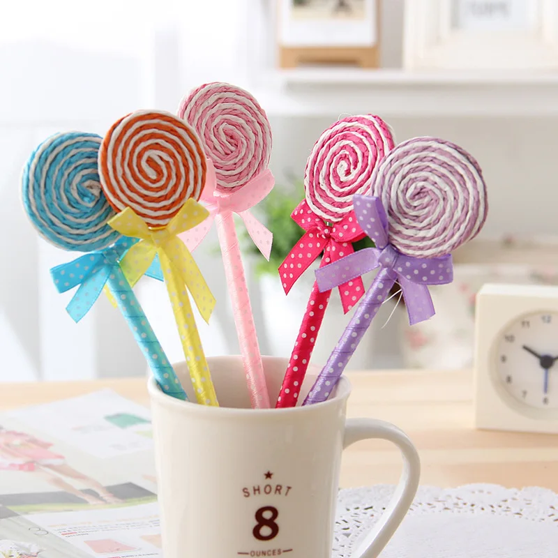 Cartoon Cute Kawaii Lollipop Ballpoint Pen Kid Doll Pen Blue Ink Beautiful Nice Creative Stationery School Supplies