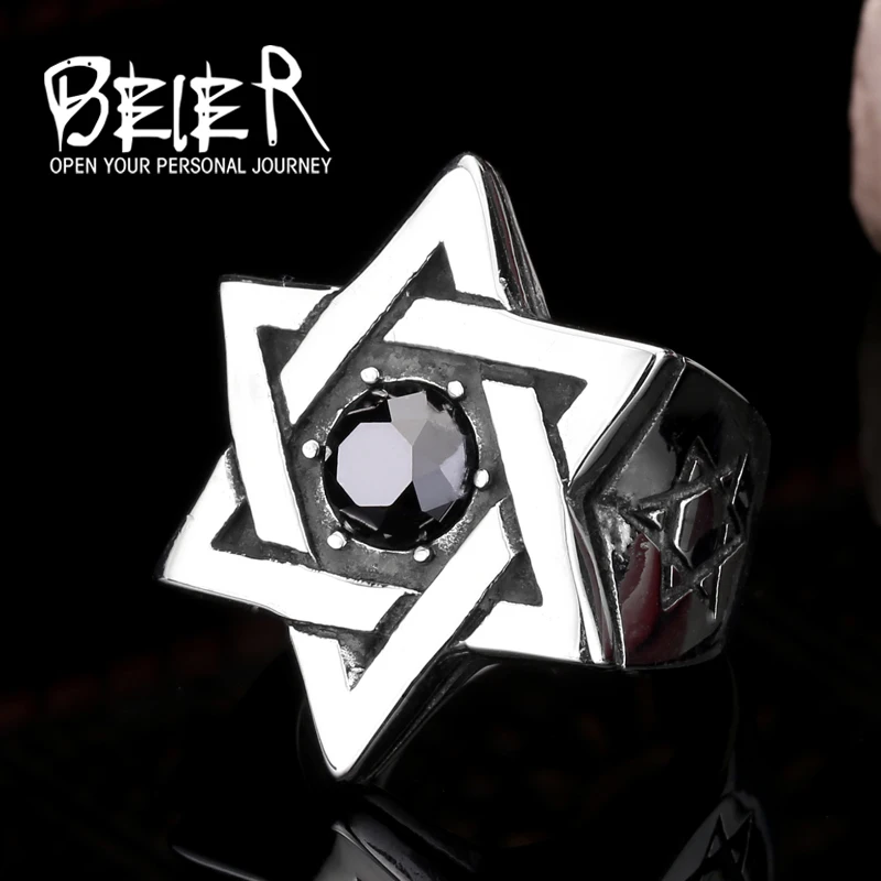 Beier new store 316L Stainless Steel ring star of david ring Super High Quality Fashion jewelry LLBR8-187R