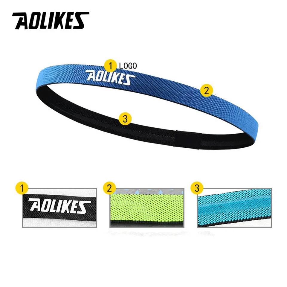 AOLIKES Silicone Sports Headband Sweatband Hair Band For Running Cycling Yoga Jogging Basketball Fitness Gym Free Size