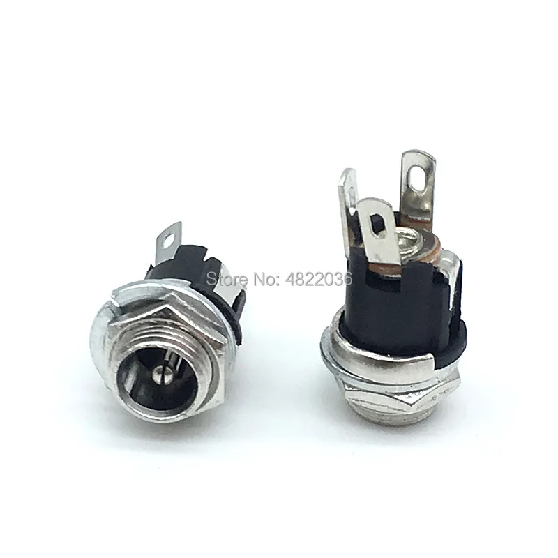 10PCS DC025M 5.5*2.1/2.5mm DC Socket With Nut 5.5x2.1/5.5x2.5 mm DC Power Jack Socket Female Panel Mount Connector