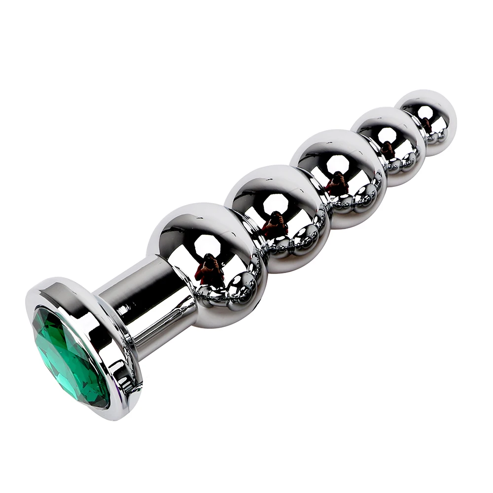 IKOKY Metal Anal Beads Prostate Massage Stainless Steel Butt Plug Heavy Anus Beads with 5 Balls Sex Toys for Men and Women Gay