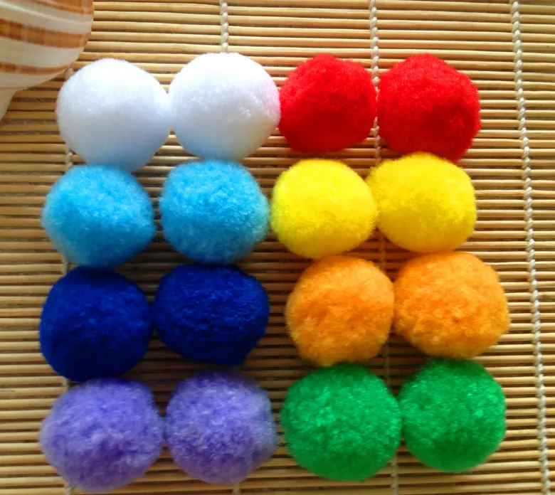 200gram count by weight sampler set Craft Pom Poms Assorted Sizes from 8mm-40mm in mix colors