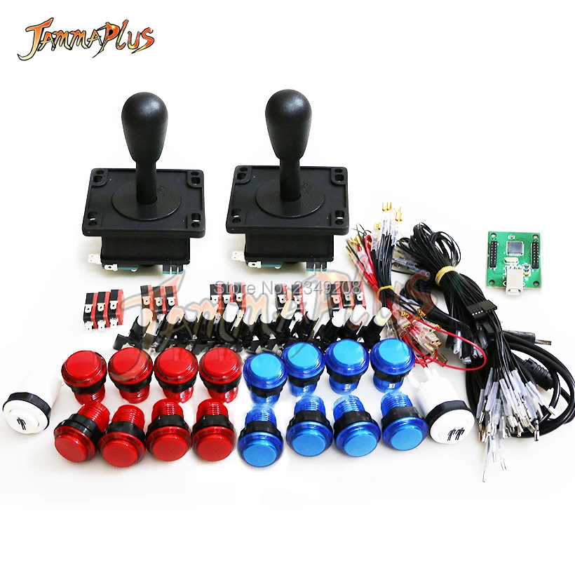 16pcs led push button 2pcs Happ style Joystick 1 & 2P Button 2players PC PS3 Raspberry Pi USB encoder Arcade DIY KIT