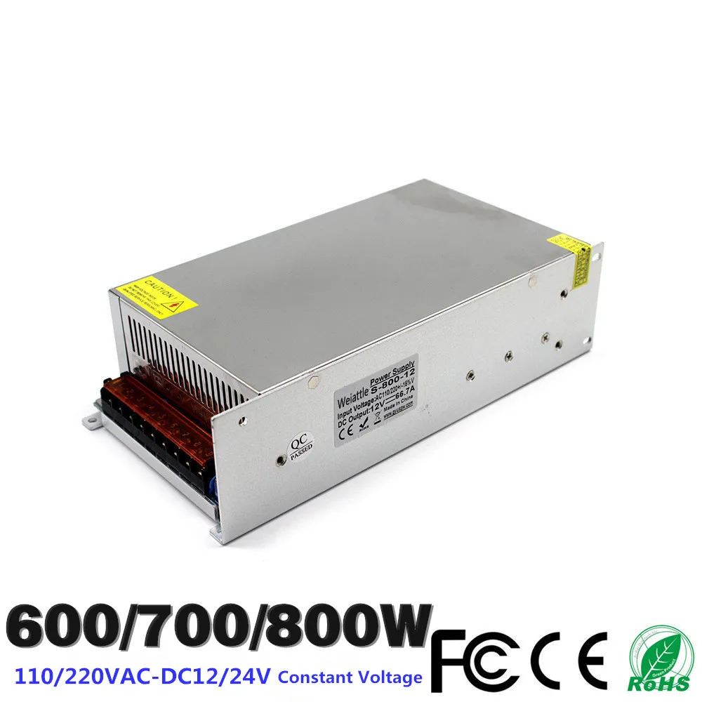 

DC12V 24V 600W 700W 800W 50A 58.3A 66.7 25A LED Driver Switching Power Supply SMPS 110/220VAC Constant Voltage Transformer CCTV