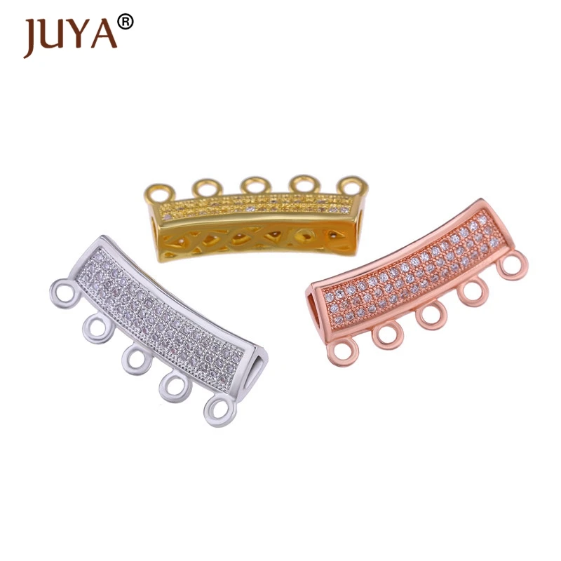 jewelry making supplies Micro Pave 3A Zircon Crystal Copper curved tube beads charms connectors For Jewellery Making accessory