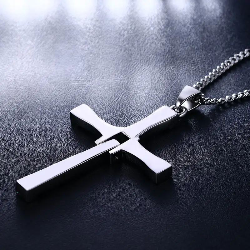 Vnox 316l Stainless Steel Cross Necklace Pendant The Fast and the Furious 8 Top Quality for Good Taste Male Gift