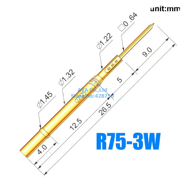 100 Pieces R75-3W Test Probe Pogo Pin Receptacle fit P75 Series