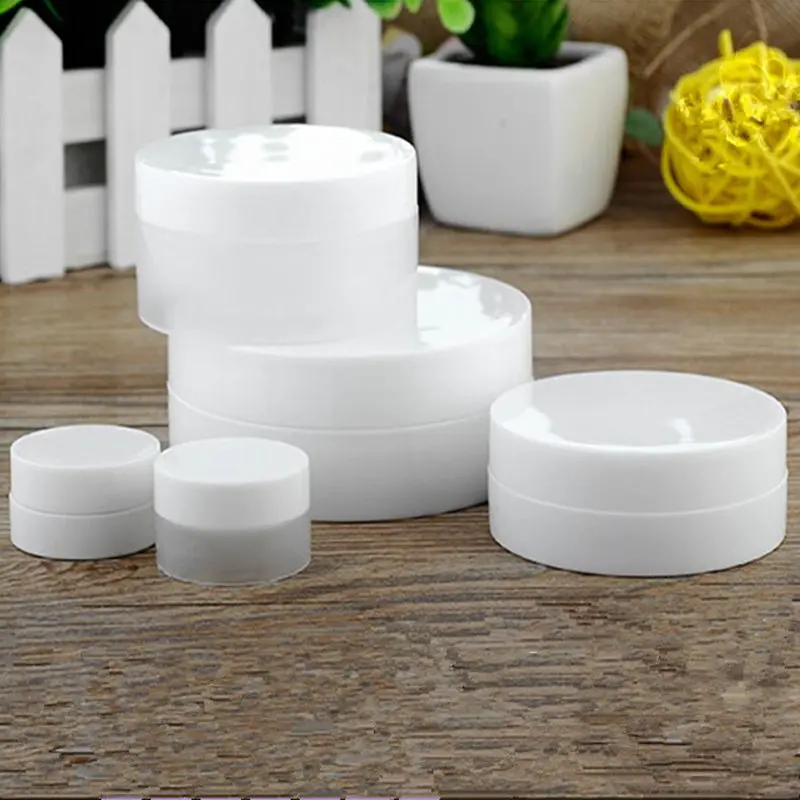 100pcs/lot 3g 5g 10g 30g Empty Cream Jars With Lid Cosmetic Packaging Small Plastic Jars Concave Bottom Sample Cream Bottle