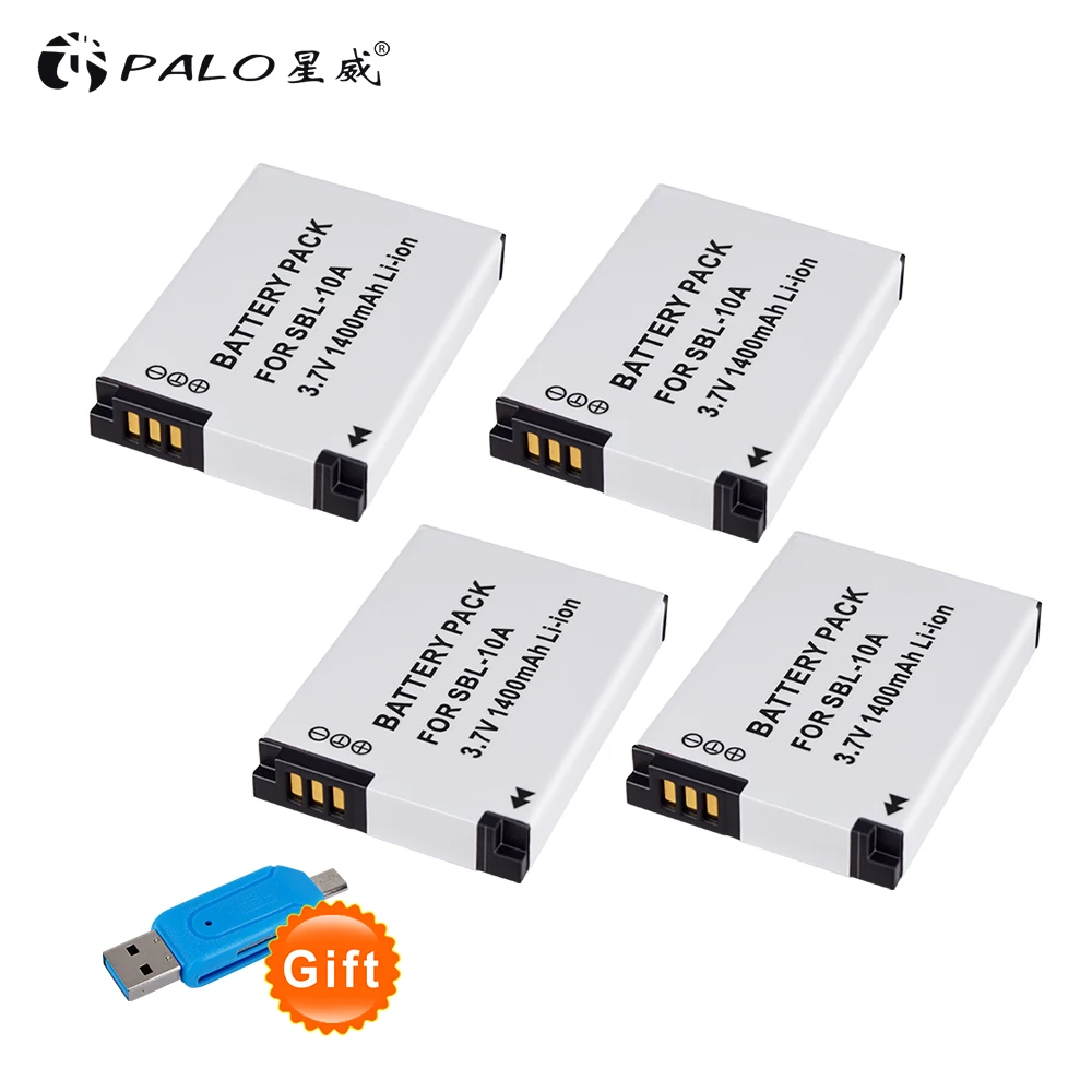 4Pcs 3.7V SLB-10A SLB10A SLB 10A Camera Battery for Samsung PL50 PL60 PL65 P800 SL820 WB150F WB250F WB350F WB750 WB800F WB500