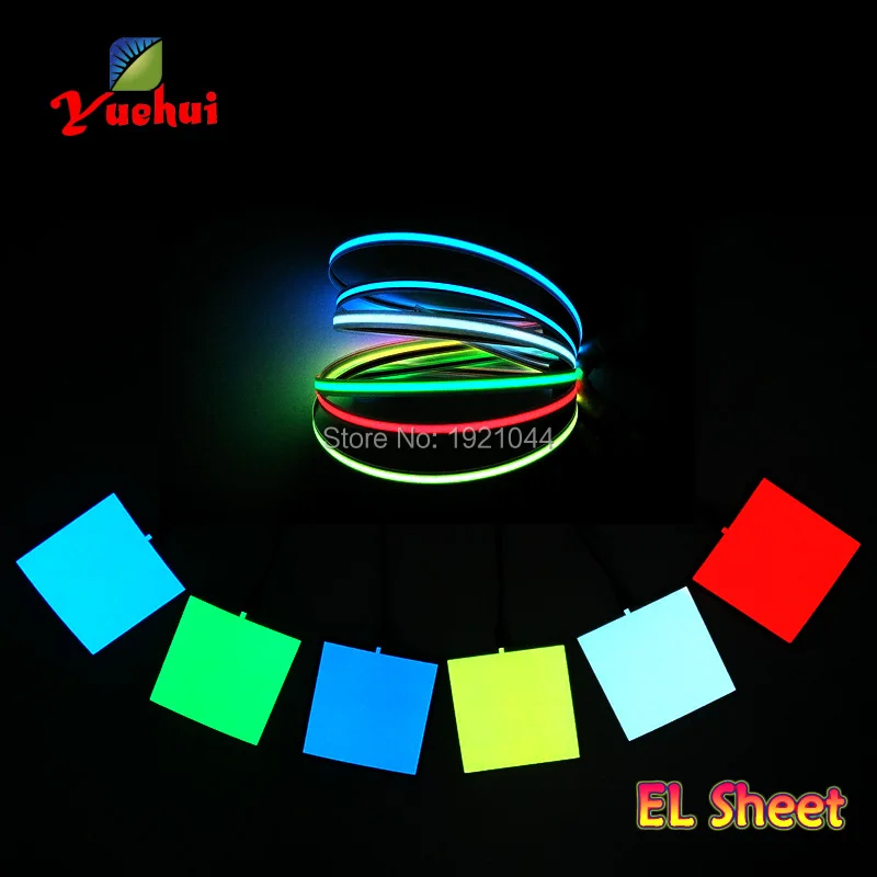 EL Panel Sheet with DC 12V Inverter without Cigar for Car, DIY Decoration, New Design, 6 Colors, 10x10cm