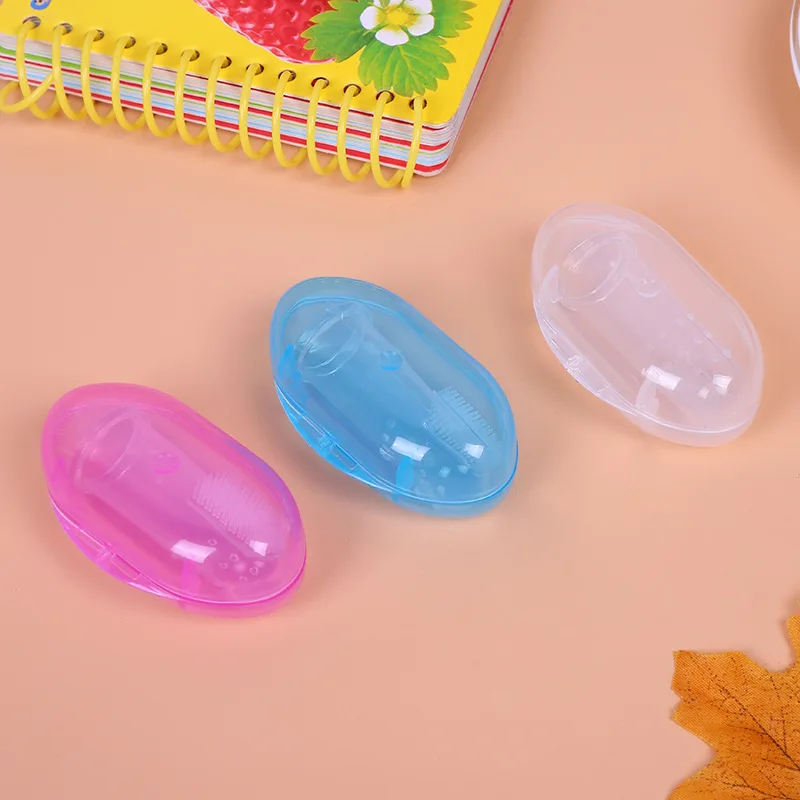 

Hot Sale New Kids Infant Soft Silicone Finger Toothbrush Teeth Rubber Massager Brush Box