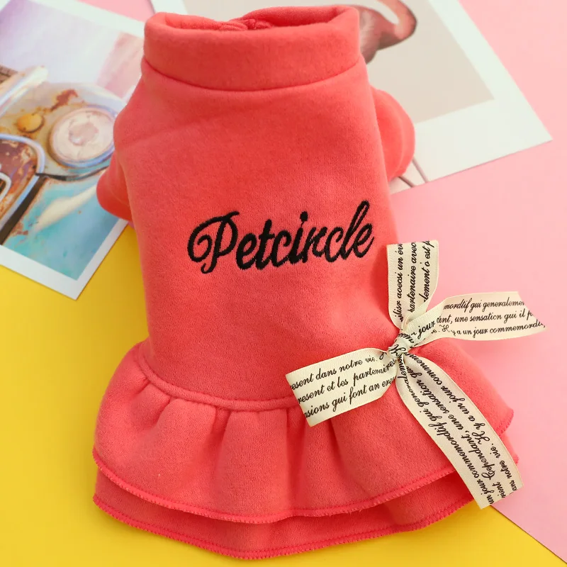 PETCIRCLE Pet Clothes Cat Clothes Puppy Dog Clothes Teddy French Bulldog Chihuahua Autumn Bow Letter Skirt