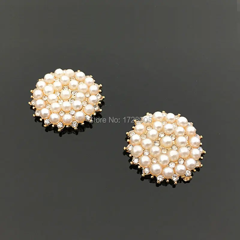 Nail Art Decorations Pearls Bouquet Round 20 mm 10 pcs Rhinestone Flower Button Flatback Embellishment for Hair Bow Center