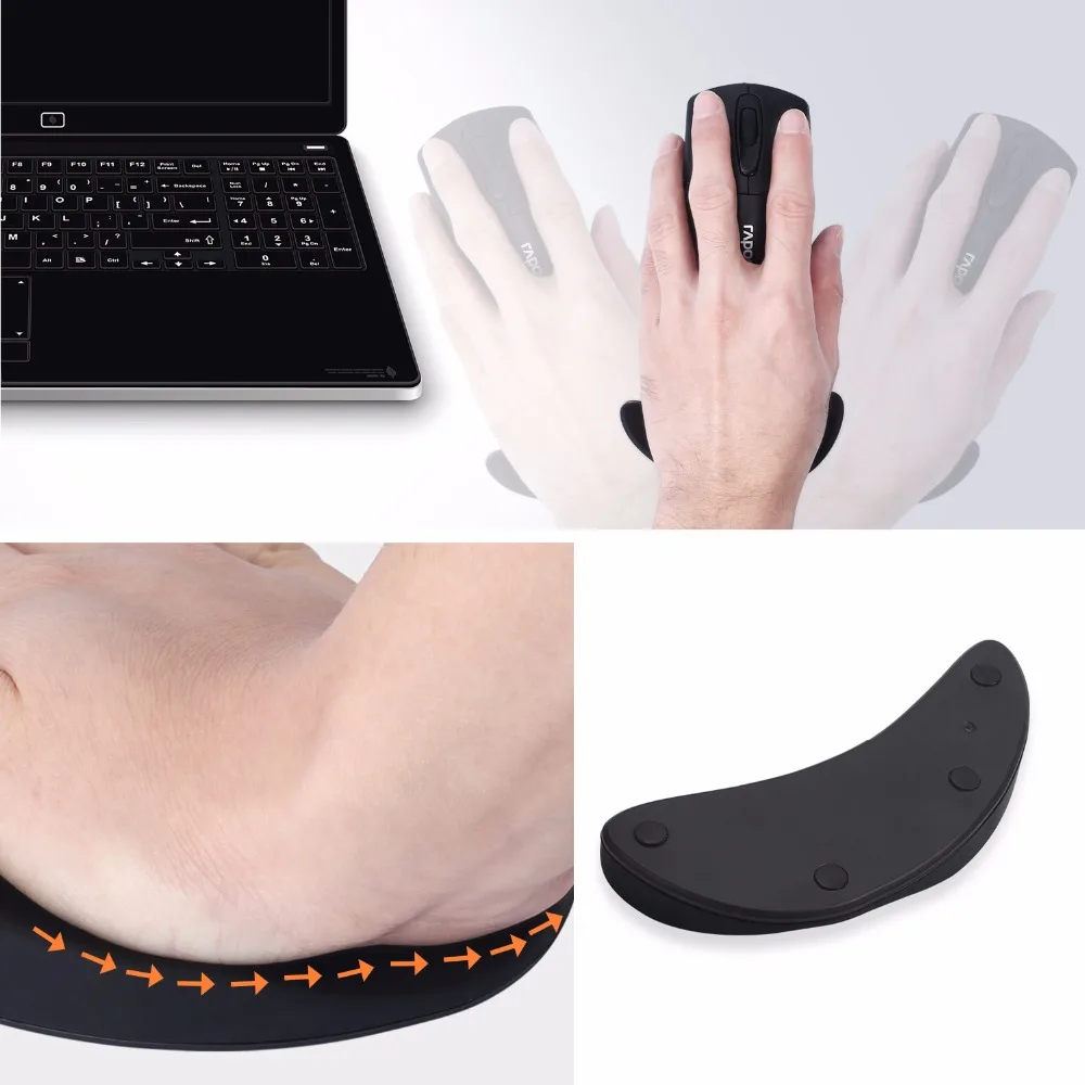 Black Ergonomic Mouse Pad Silicon Gel Non-slip Streamline Wrist Rest Support Mat Computer Mousepad