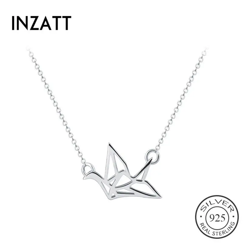 INZATT New Arrival Real 925 Sterling Silver BIrd Pendant Necklace for Women Birthday Party Rose Gold Color FINE Jewelry Gift