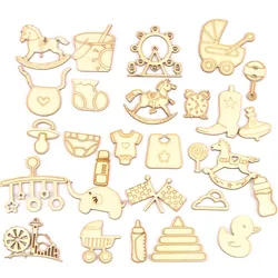 10Pcs Wood DIY Accessories Natural Wooden Baby Scrapbooking Crafts Embellishment For Home Decoration 46x50mm MT1977