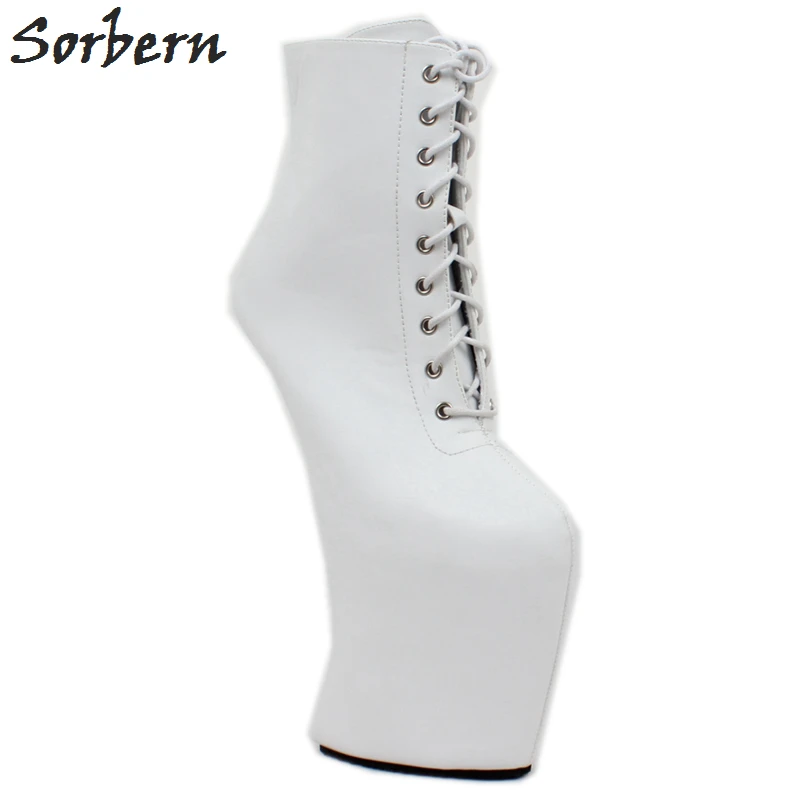 Sorbern Ankle Boots For Women Heelless Lady Gaga Shoes Unisex Heeled Booties Platform Drag Queen Shoes Thick Heels Crossdresser