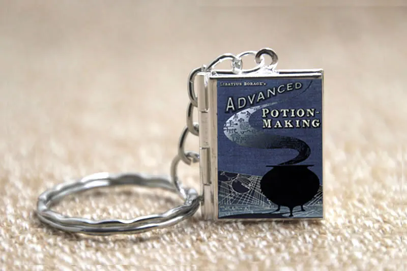 Advanced Potion Making Book cover Locket Necklace keyring silver & Bronze tone