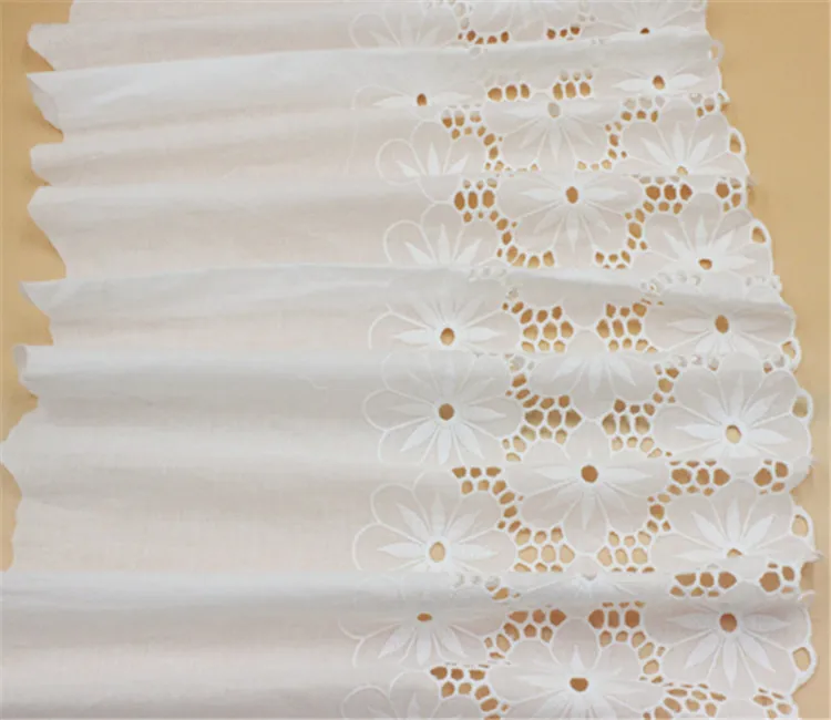 2yard offwhite Exquisite handmade cotton embroidery lace hollow width 34cm