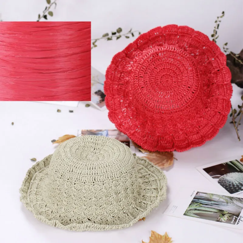 250 Y/roll Cotton Raffia Yarn for Summer Beach Hat Crochet Bag Material DIY Handmade Supply