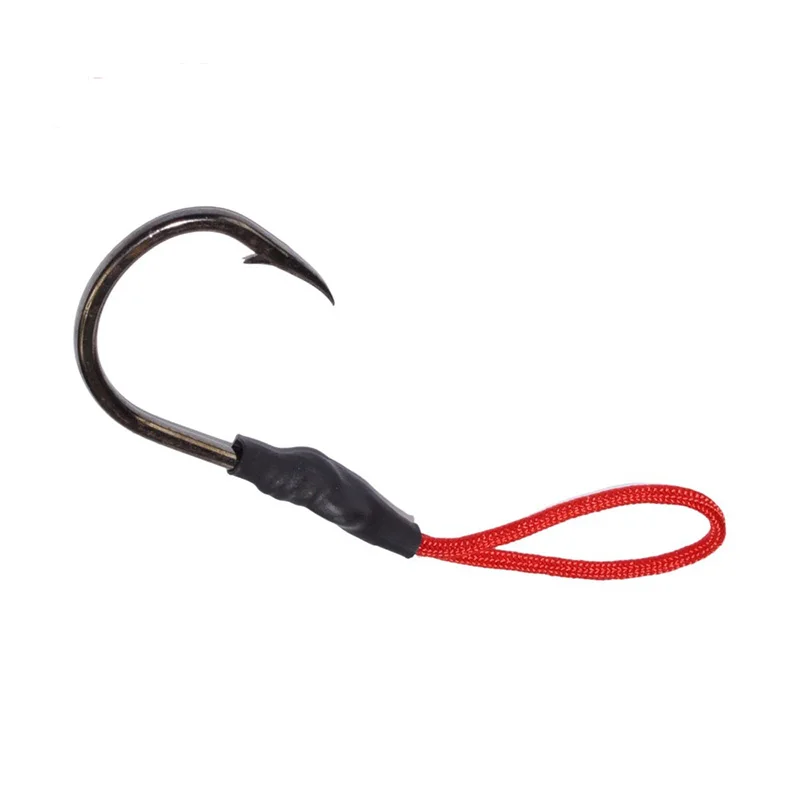 10pcs/lot 1/0 - 10/0 high carbon fishing hook Stainless Steel Jigging Fishing Hook With PE Line Saltwater Jig Assist Fish hook