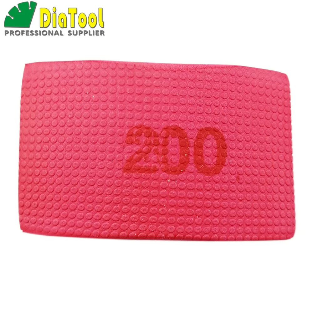 DIATOOL 1pc Grit #200 Coated Diamond Hand Polishing Pad, Foam-backed Grinding Block For Granite Marble Stone