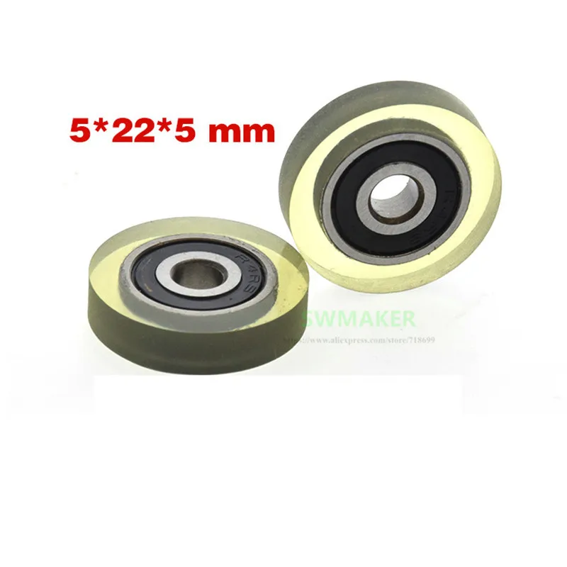 1pcs 5*22*5mm Misumi Japan flat 625 bearing rubber-clad wheel/pulley, silent guide wheel, elastic rolling wheel