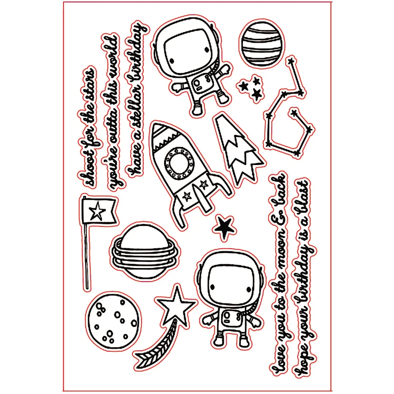 AstronsomIn Space-Ensemble de tampons en silicone transparent, scrapbooking bricolage, cartes d'album photo, tampon transparent décoratif exécutif, 4x6