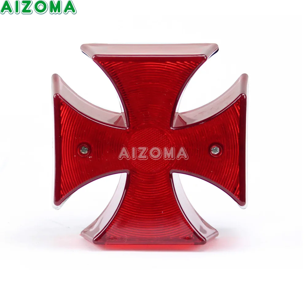 Maltese LED Tail Light Motorcycles Iron Cross Brake Taillight License Plate Lamp For Yamaha XV250 XC750 Bobber Chopper Universal