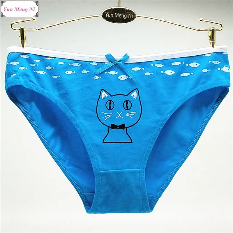 New Style 5pcs/lot New Cute Cat Cartoon Printed Sexy Women\'s Underwear Lady Briefs Cotton Panties Girl Briefs 89198