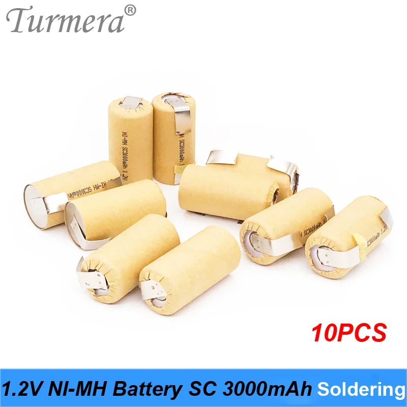 

ni-mh 1.2v battery 3000mah sc3000 soldering for screwdriver and vacuum cleaner battery 1.2v nimh rechargeable battery 10pcs