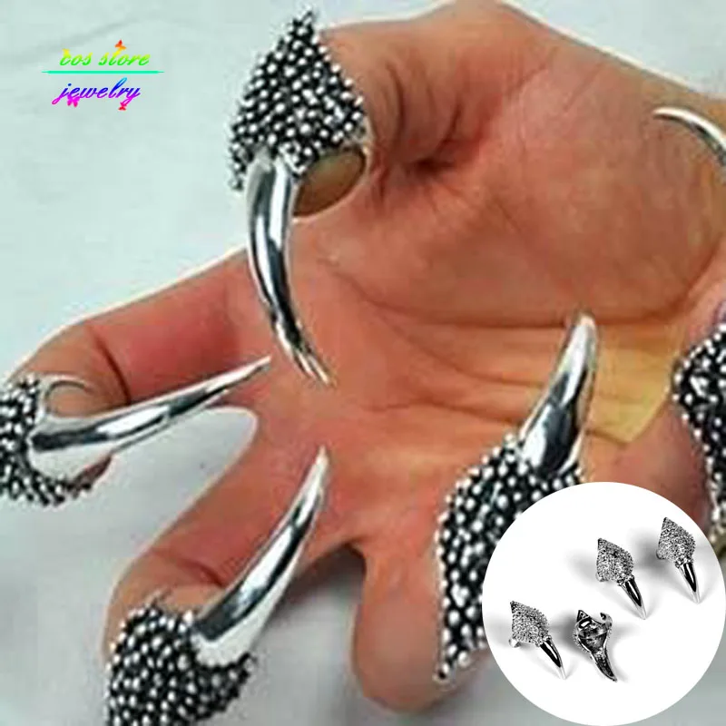 New Punk Vintage Dargon Claws Adjustable Nail Rings For Women Armor Men