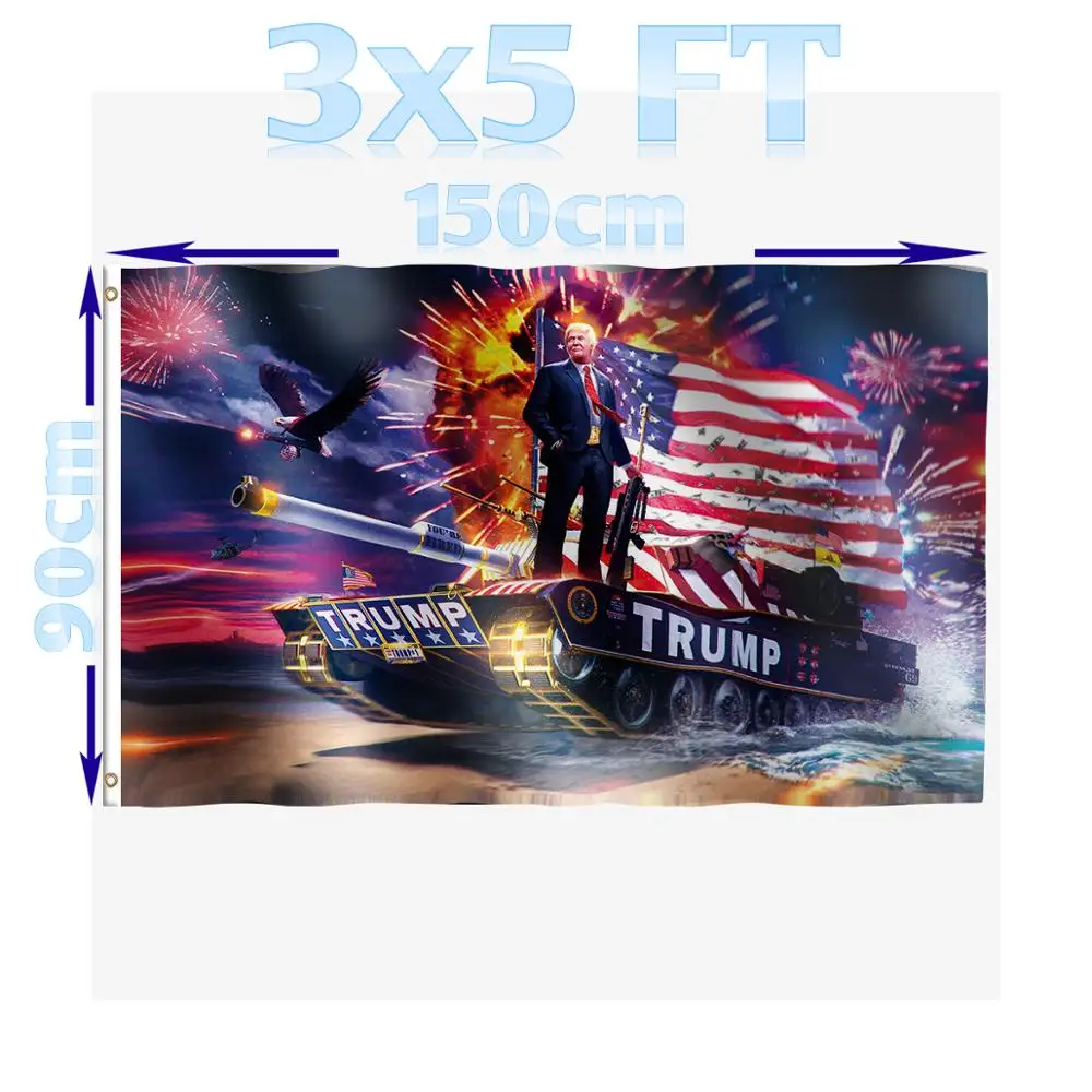 BENFACTORY Store 3x5 Ft Donald J. Trump Stand On The Tank Flag Single Layer 100D Polyester With Brass Grommets