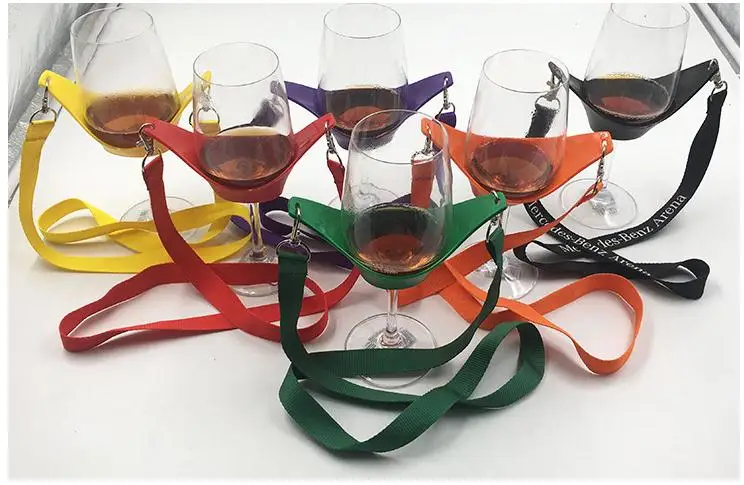 300pcs Wine Yoke Gift Portable Lanyard Wines Glass Holder For Bar Supplies Red Yellow Black Green Orange Purple SN324