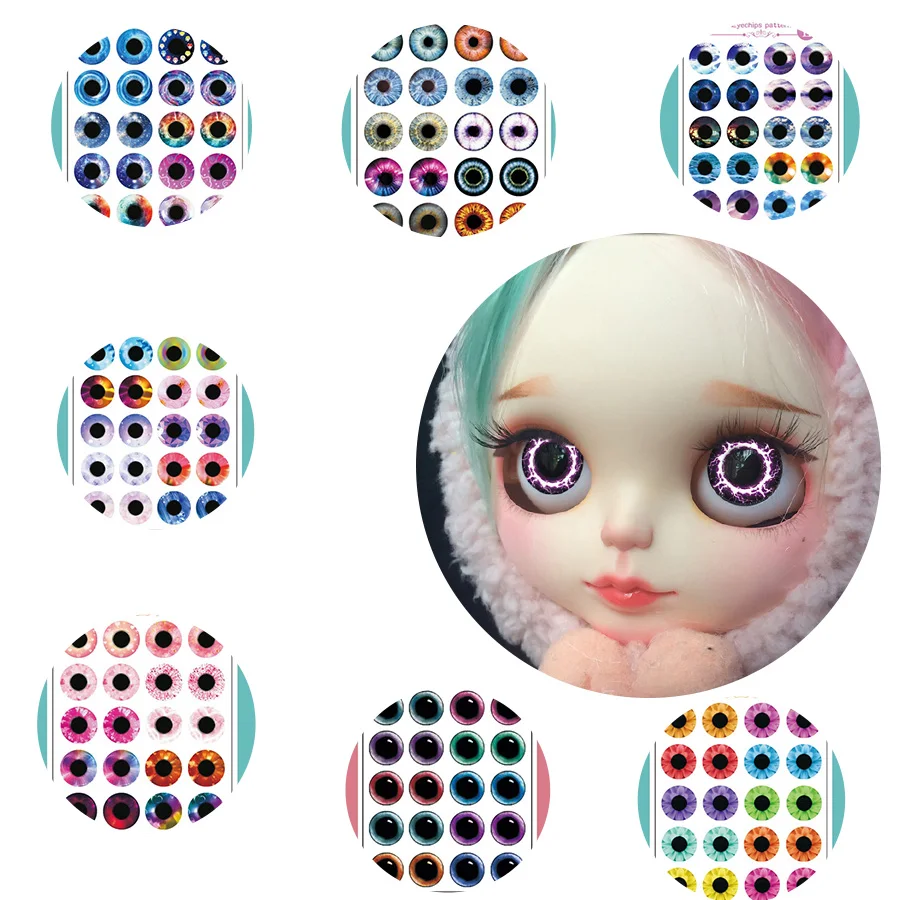 10Pair/set DIY Eyechips Pattern Blyth Doll Eye Chips Paper Pattern for 1:6 ICY Blyth Doll Eyes Accessories Pupil paster DIY TOOL