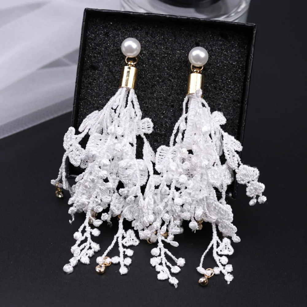 6pcs 66/68mm 2Size Mix Flower Tassels Floral Pendant Crochet Fabric Charm Drop Earring Tassel for Jewelry DIY Graft Making