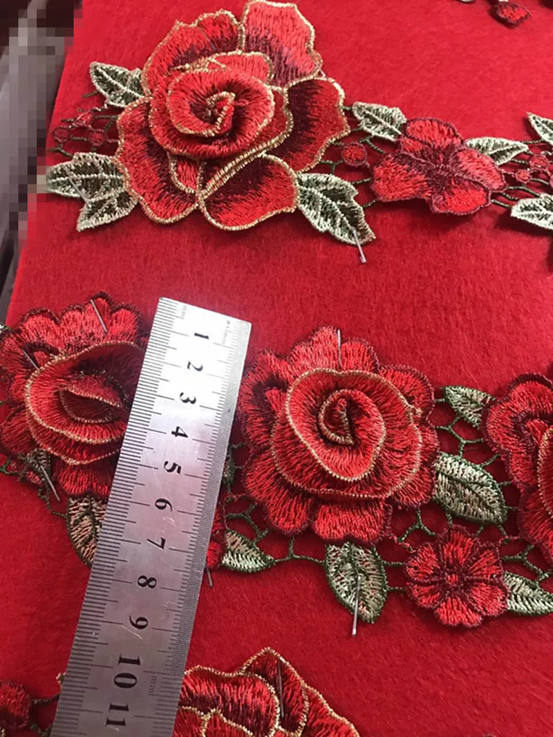 High quality 8cm wide dyed yarn embroidery guipure lace trim, XLF170801A