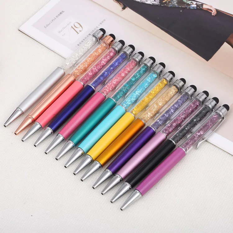 

20pcs/set Business Mobile Phone Touch Screen Crystal Pen Gift Crystal Ballpoint Pen Rotating Touch Screen Pen Wholesale