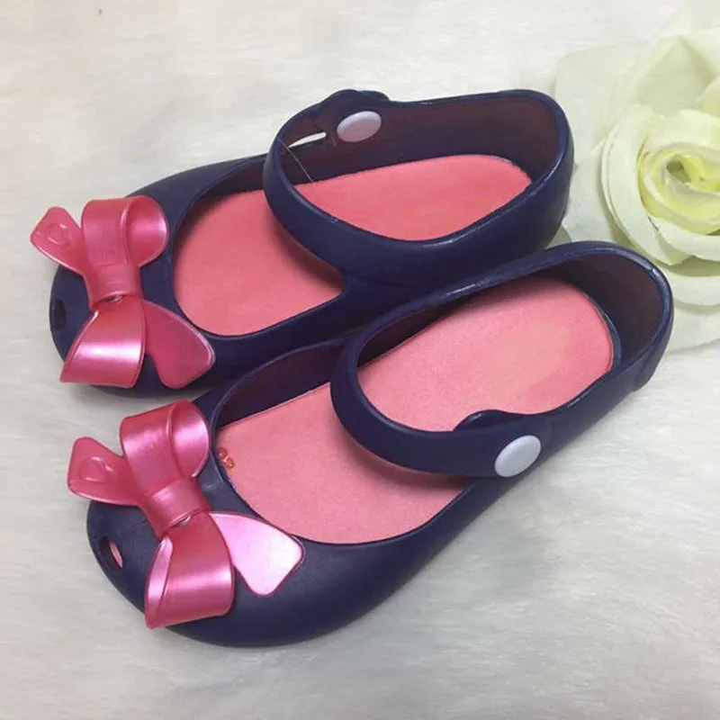 Cute Bowtie girl sandals Princess Soft Anti-slip baby Shoes jelly summer Spring children toddler kids shoes zapatos